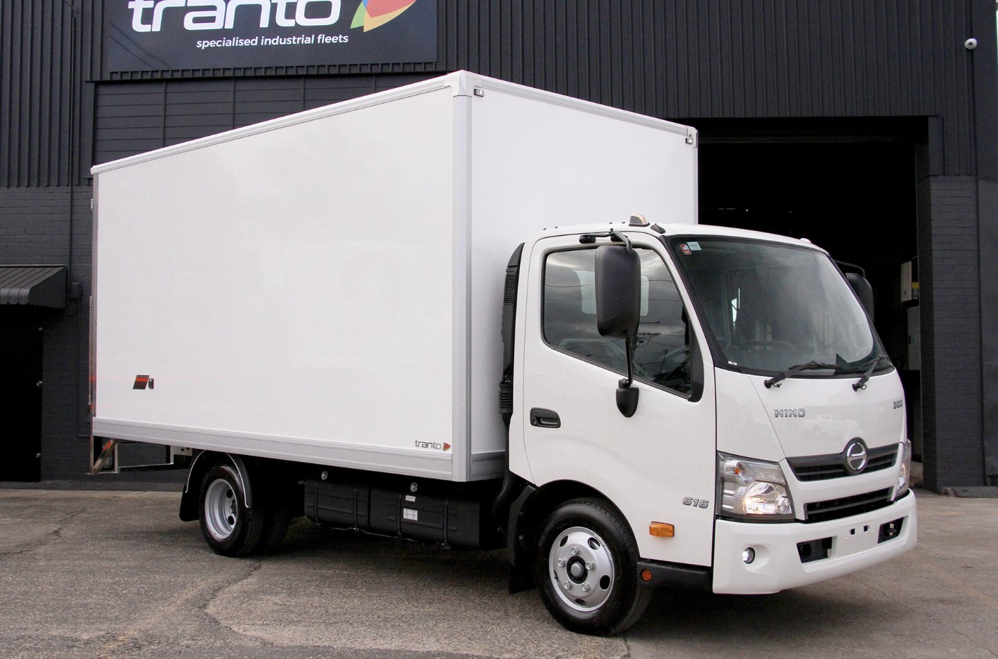 Tranto pantech on a Hino 300 Series outside the Tranto shed